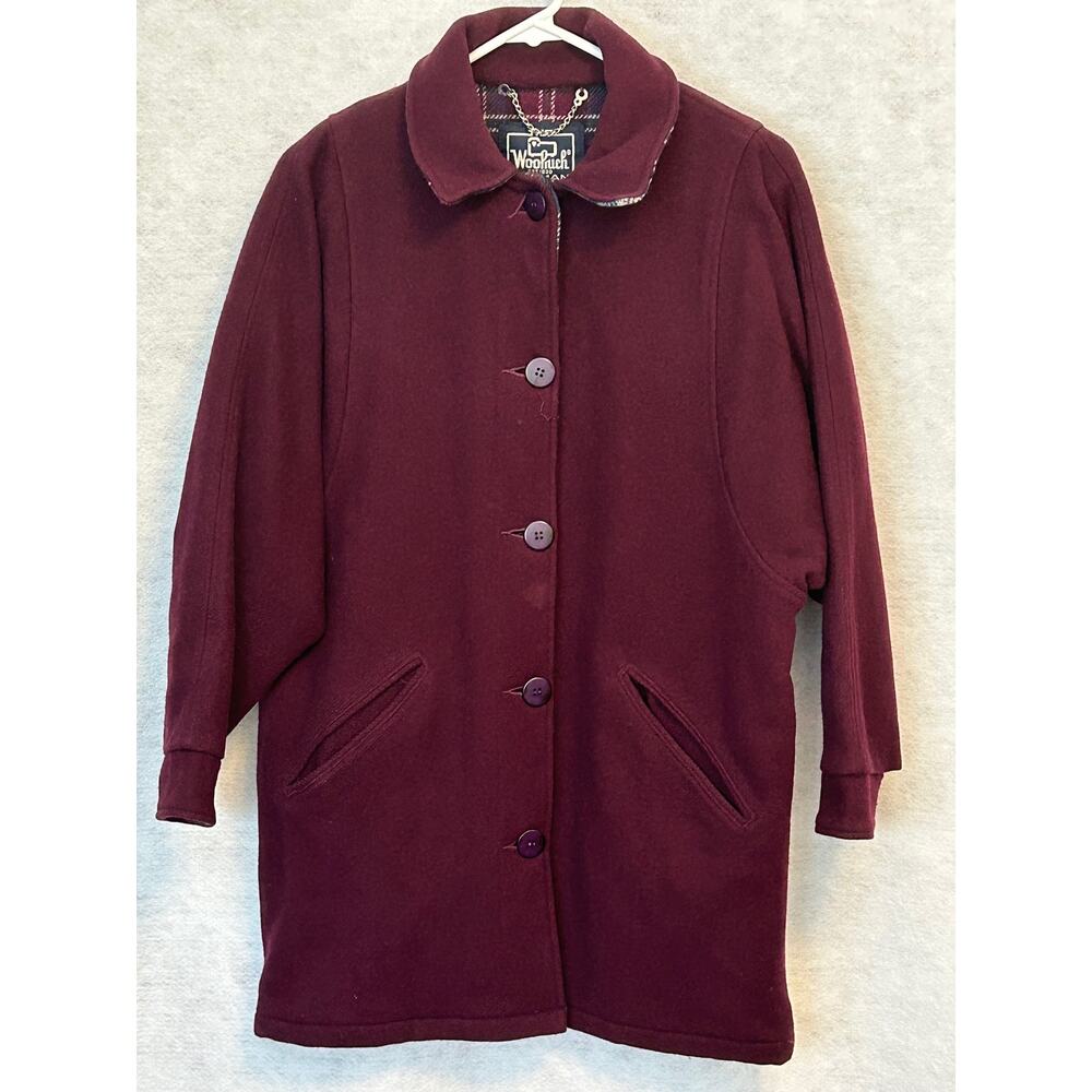 Woolrich Woman Vintage Wool‎ Shacket Burgandy Blue Size S